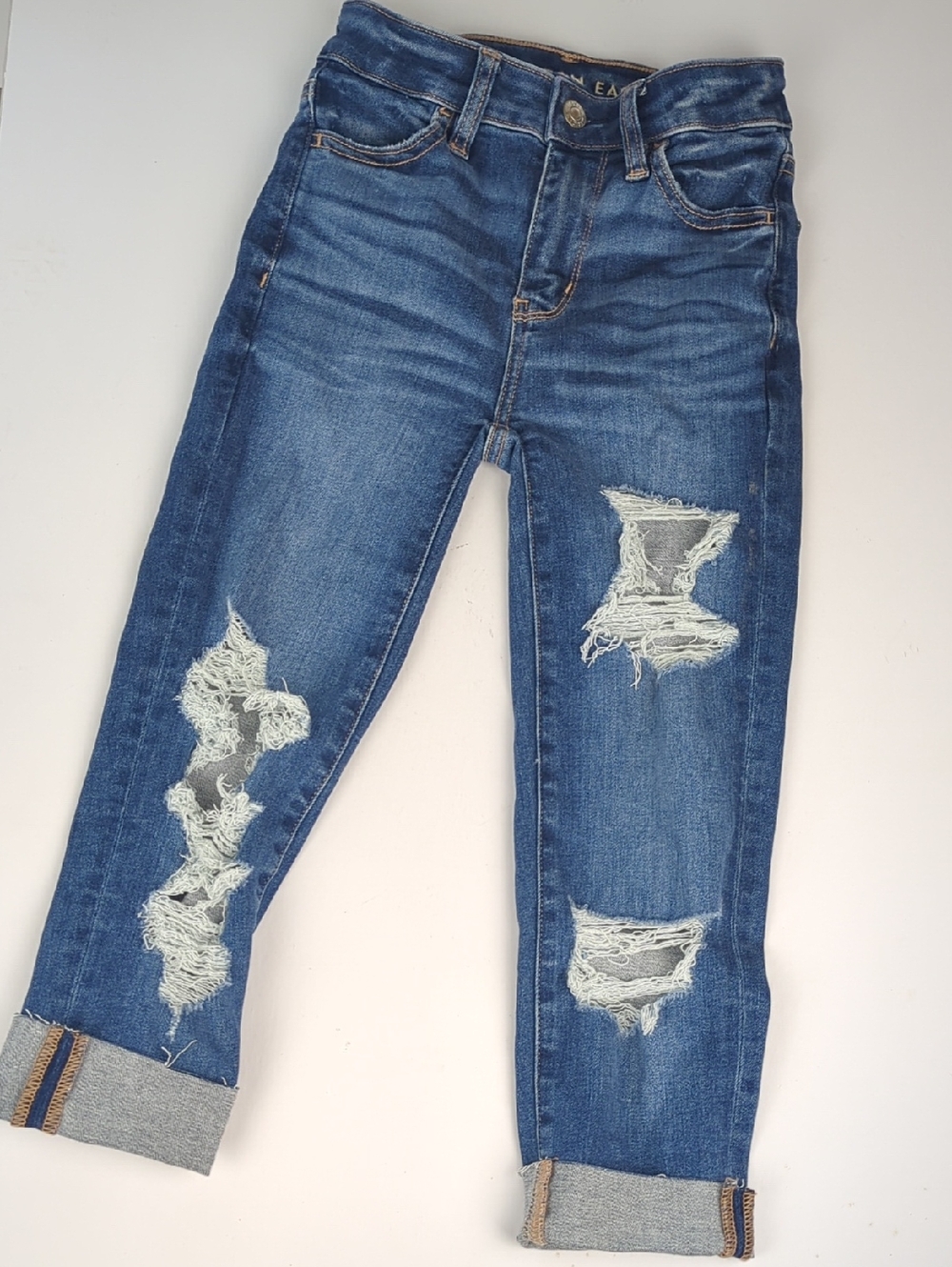 AMERICAN EAGLE Distressed Blue Women's Jegging Cropped Jeans